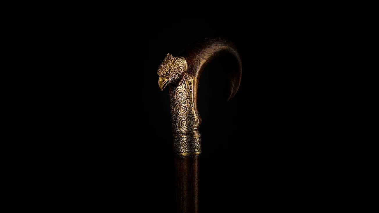 Marudhar Walking Stick - eagle-headed brass handle on chestnut wood